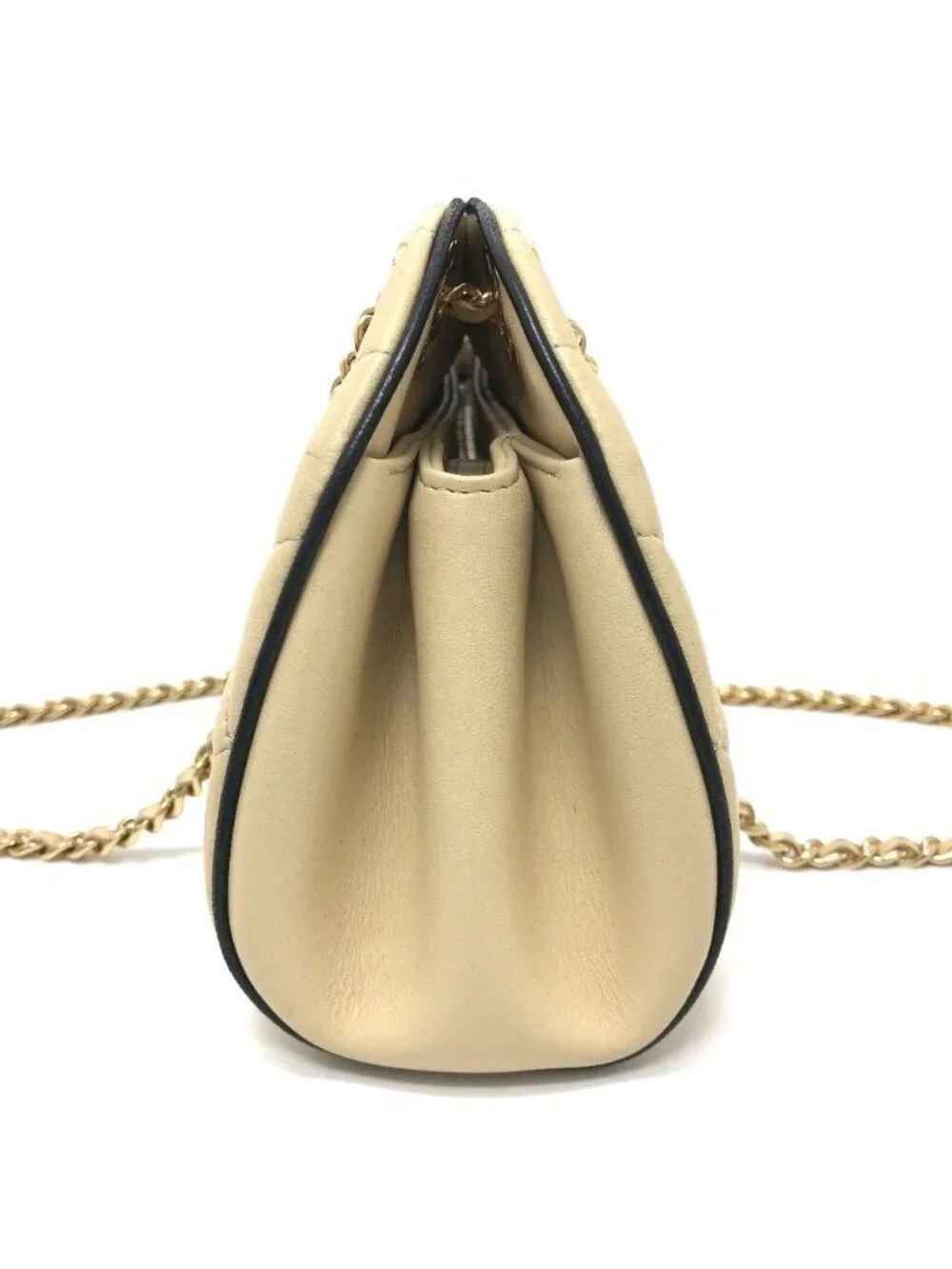 Chanel Shoulder Bag Chain Clutch Lambskin Beige